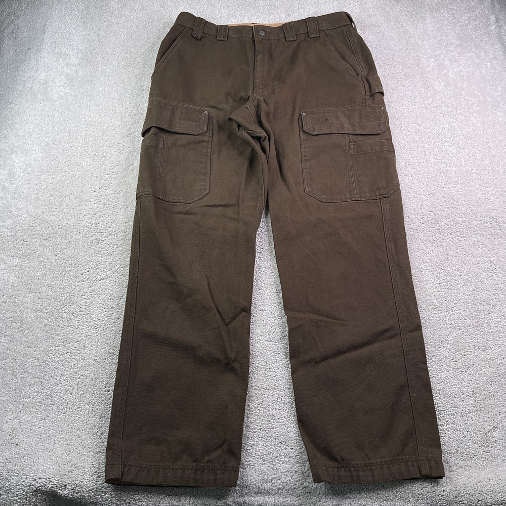 Duluth Pants Mens 38x34 Brown Fire Hose Relaxed Fit Cargo Carpenter Work Utility